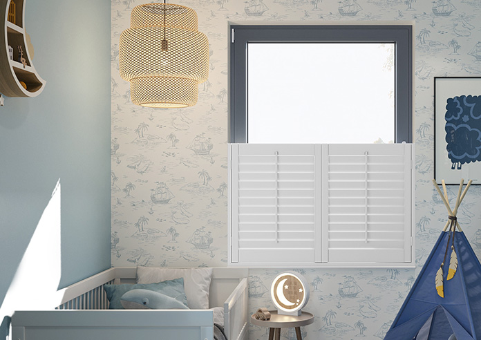Bromley, Nimbus Grey - Cafe Style Plantation Shutter - Image 6